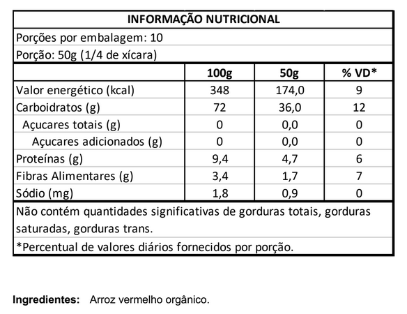 Arroz Vermelho Orgânico 500g Vero Nuttri