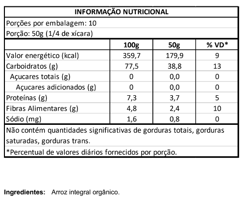 Farinha de Arroz Integral Orgânica 500g Vero Nuttri