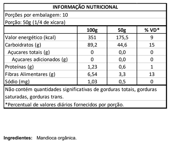 Farinha de Mandioca Torrada Orgânica 500g Vero Nuttri