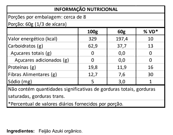 Feijão Azuki Organico 500g Vero Nuttri