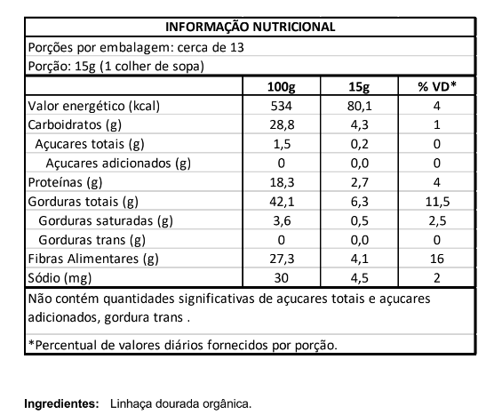 Linhaça Dourada Orgânica 200g Vero Nuttri
