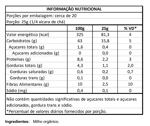 Milho de Pipoca Orgânico 500g Vero Nuttri