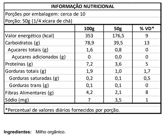 Fubá Orgânico 500g Vero Nuttri