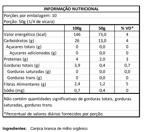 Canjica de Milho Amarelo Orgânica 500g Vero Nuttri