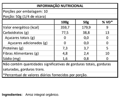 Farinha de Arroz Integral Orgânica 500g Vero Nuttri