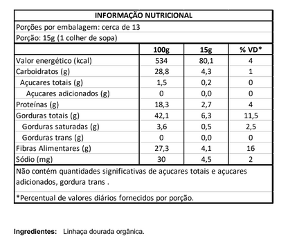 Linhaça Dourada Orgânica 200g Vero Nuttri