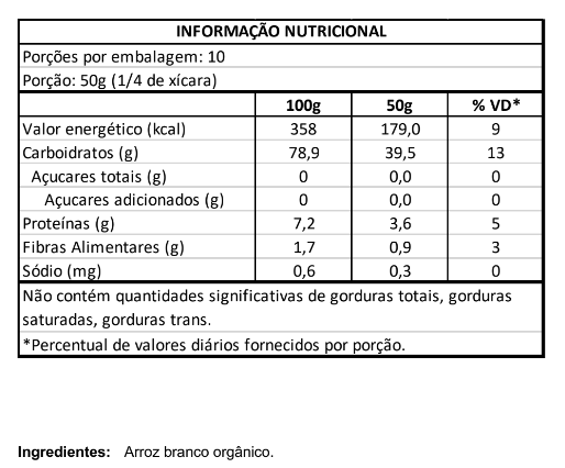 Farinha de Arroz Branco Orgânica 500g Vero Nuttri